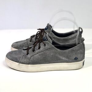 Sperry metallic silver suede lace-up sneakers 6